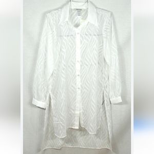 Sloan Rouge White Textured Button Down Long Sleeve